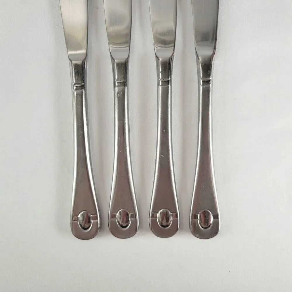 Oneida Satin Jupiter 18/10 Stainless Flatware Knife Set 4 Dinner Knives Retro